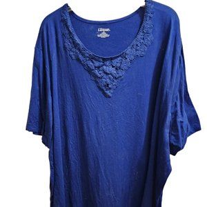 Liz & Me Navy Blue Tunic with crocheted neckline
